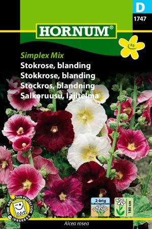 Stokkrose, blanding 'Simplex Mix' (Alcea rosea)