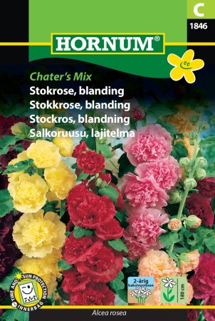 Stokkrose, blanding 'Chater’s Mix' (Alcea rosea)